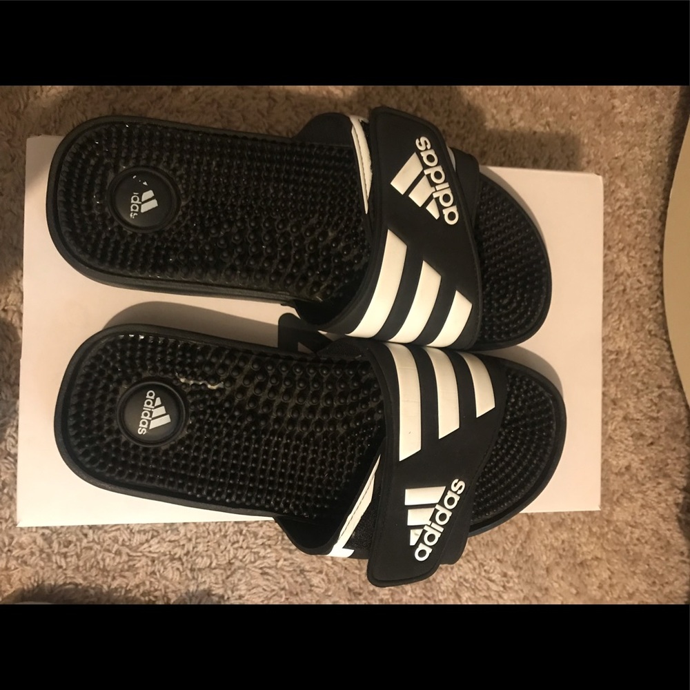 Black Adidas slides